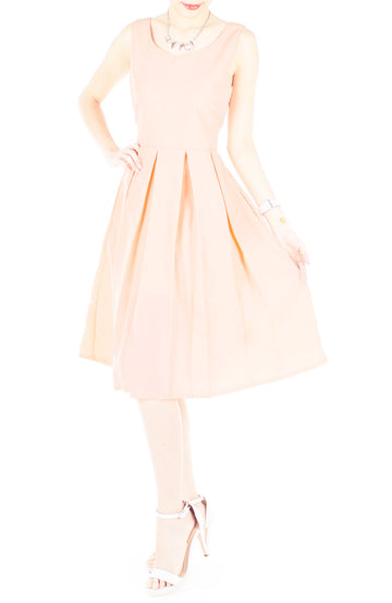 Forever Fanciful Flare Midi Dress with Bow Back  - Peach